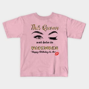 This Queen Was Born In December Leopard Pattern Kids T-Shirt